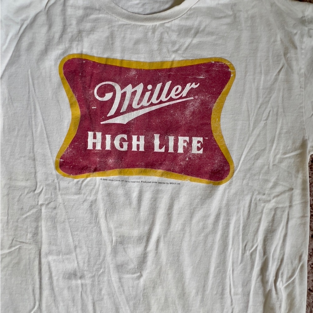 Miller High Life White Shirt Sleeve Classic T-Shirt Size Large - Picture 2 of 3
